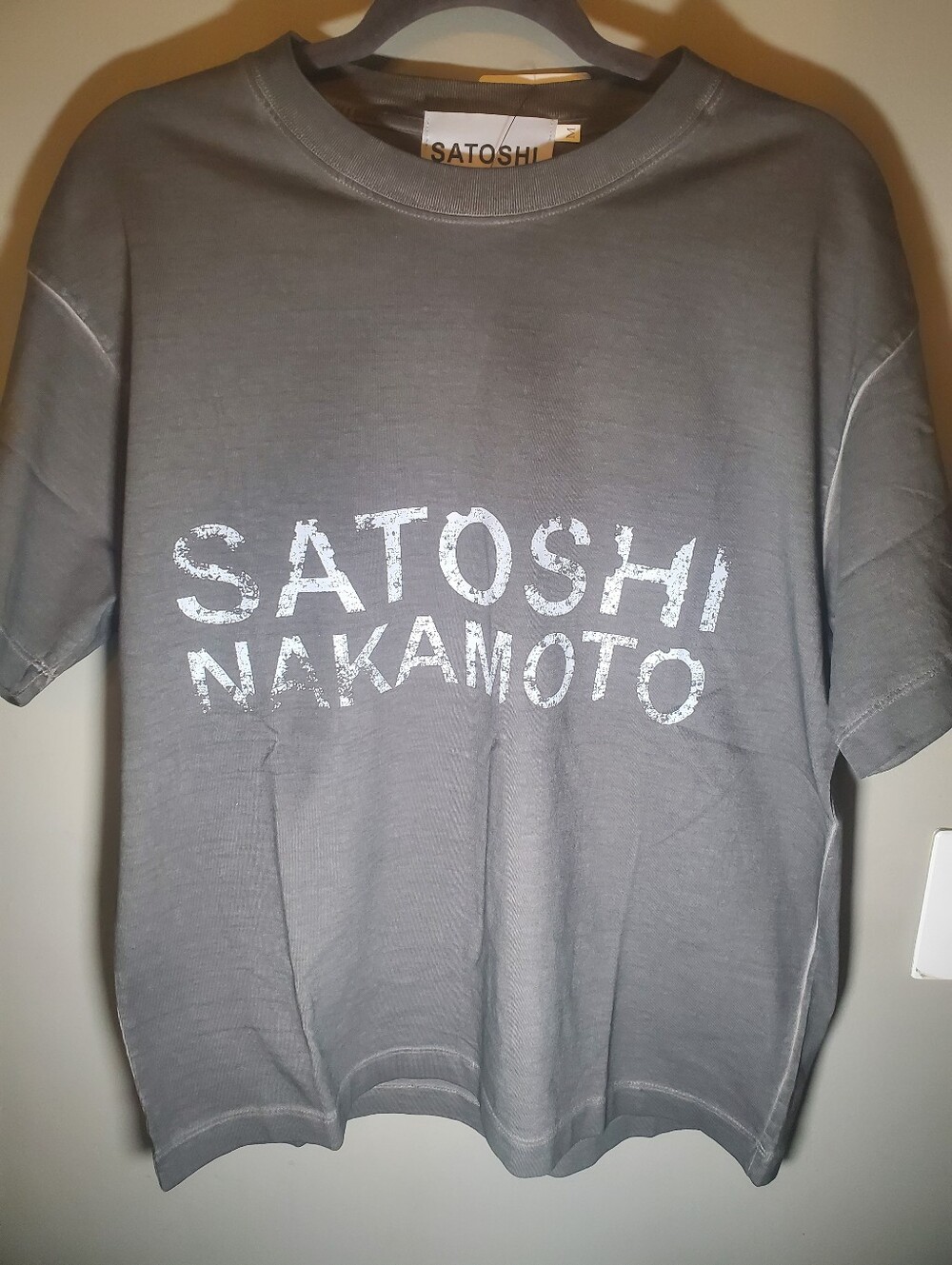 Othr Satoshi Nakamoto Distressed Print Tee - Gray